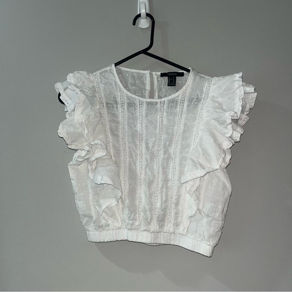 Forever 21 White Ruffled Blouse